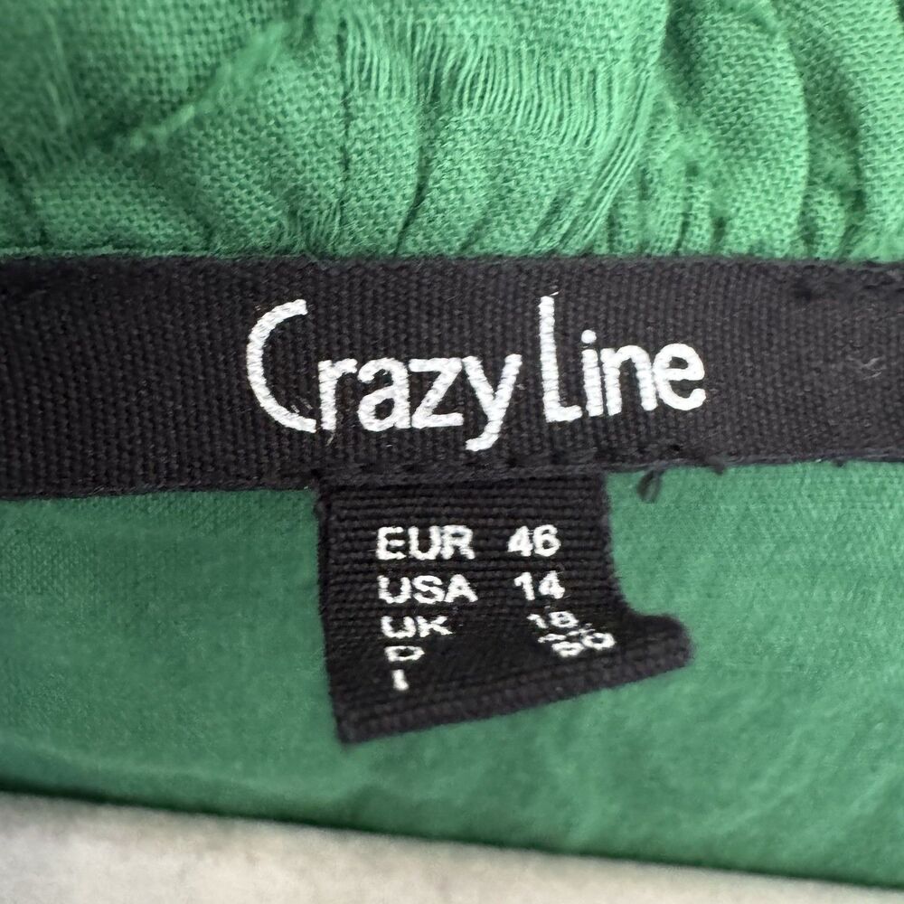 Crazyline Womens Dress Size 14‎ Green Textured Floral Ruffle Pockets Mature Chic - Picture 2 of 6